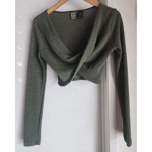 Lotus Women's Long Sleeve Top Size M Green Cotton Blend Yoga Activewear